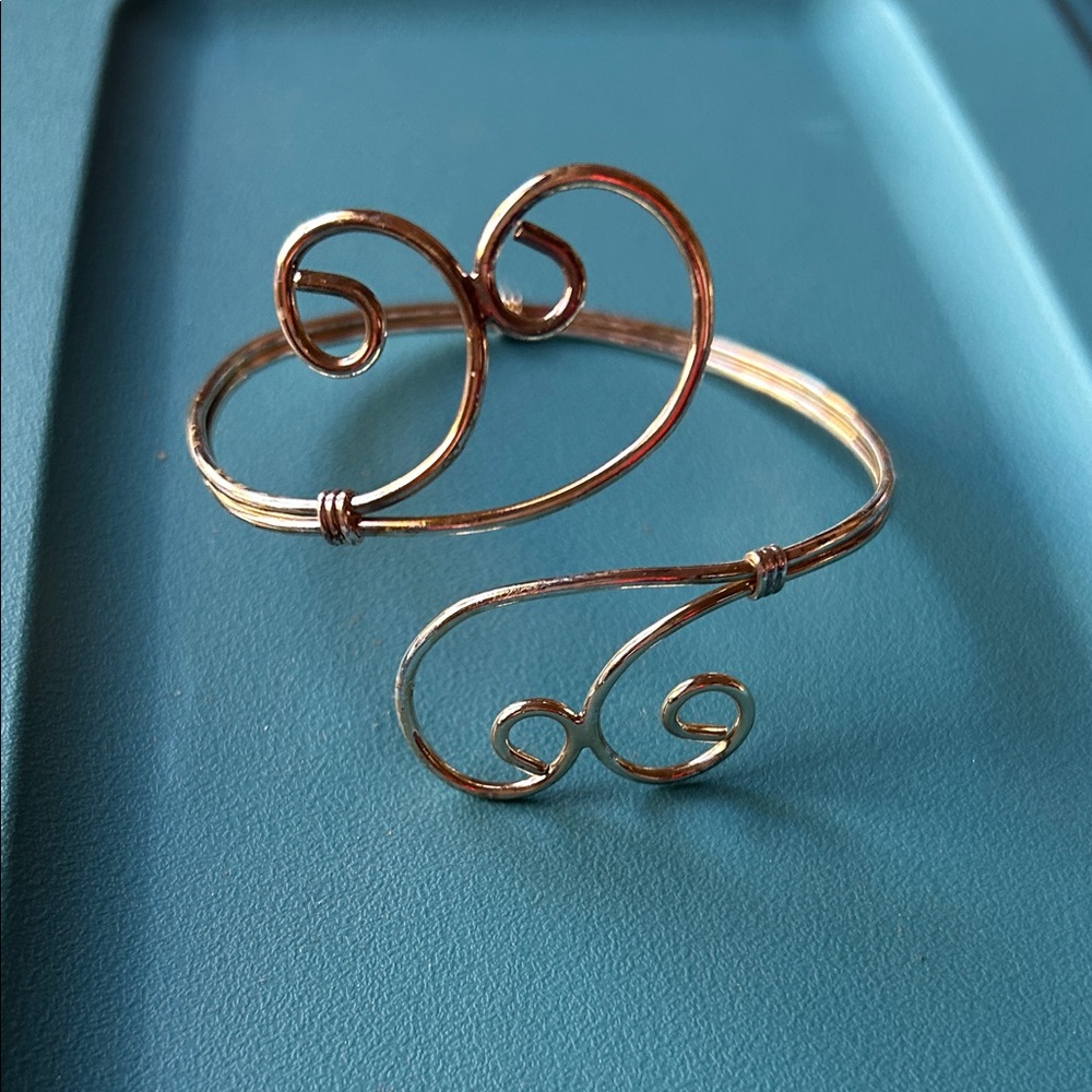 Vintage Silver Tone Scroll‎ Cuff Bracelet
